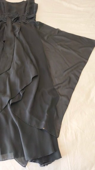 Vestido negro fiesta encaje, de poliéster a capas