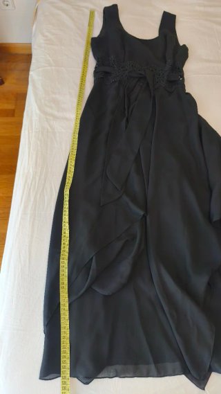 Vestido negro fiesta encaje, de poliéster a capas