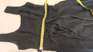 Vestido negro fiesta encaje, de poliéster a capas