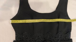 Vestido negro fiesta encaje, de poliéster a capas