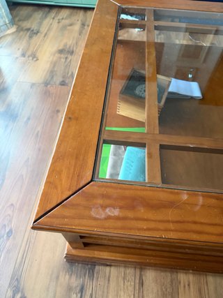 Mesa centro madera y cristal