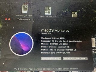 MacBook Air 2017 8GB RAM Plata