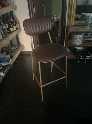 Taburetes altos vintage piel y metal