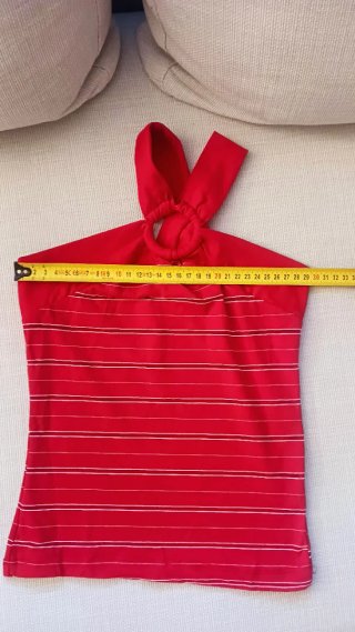 Top halter Y2K righe rosse tg S