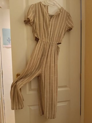 Mono niña rayas beige