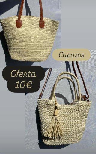 Precio de cada uno. Capazo de rafia con asas de p