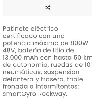 Patinete Eléctrico SmartGyro Rockway 800W