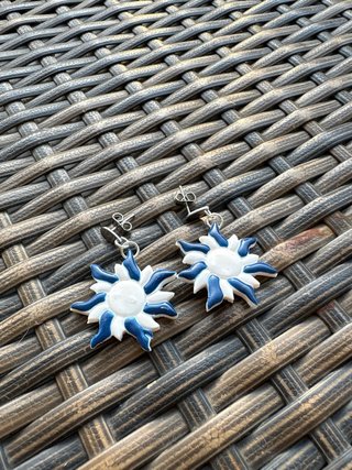 Pendientes Sol Azul y Blanco