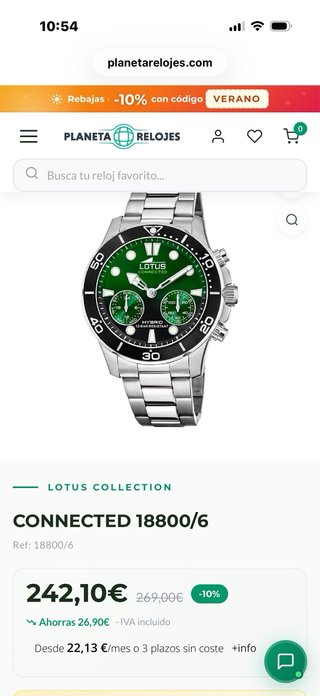 Reloj Lotus Connected Híbrido Verde 18800/6