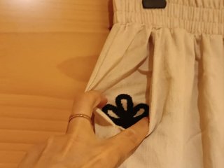 Conjunto pantalón y chaleco beige bordado S/M