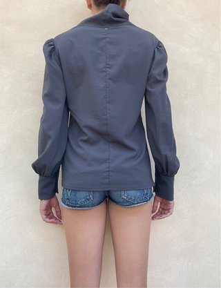 Blusa Grigio Antracite Collo Alto Taglia M