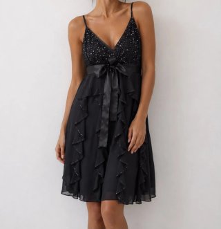 Vestido de fiesta negro lentejuelas