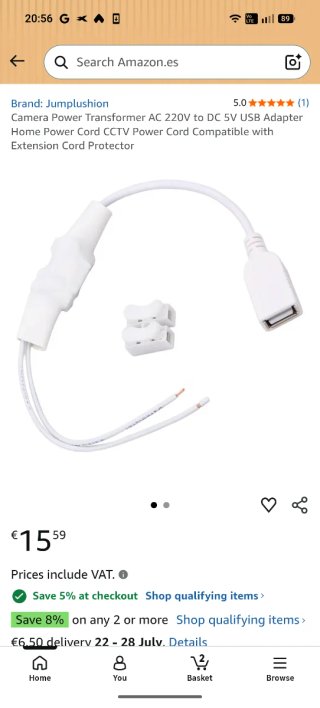 Adaptador USB a 2 cables