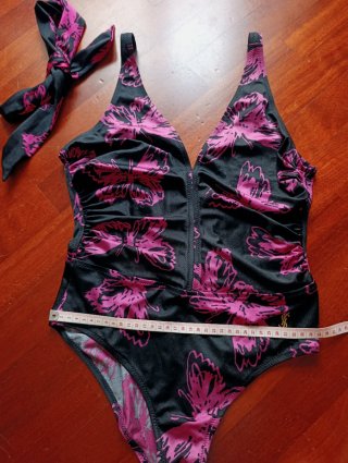 Costume intero YSL vintage farfalle rosa nero