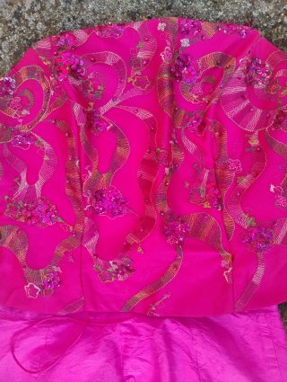 Vestido fiesta rosa señora