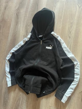 Sudadera Puma Negra con Rayas Blancas