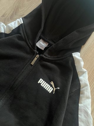 Sudadera Puma Negra con Rayas Blancas