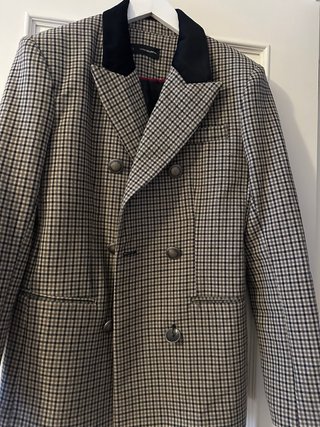 Americana cuadros marrón y gris
