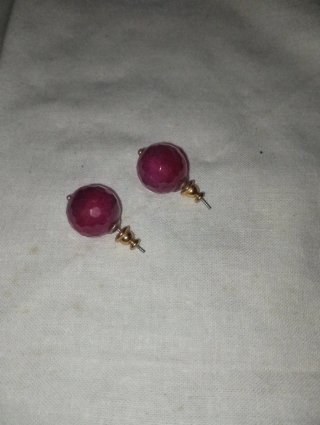Orecchini Quarzo Sfaccettato Rossi e Oro.