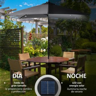 Parasol Terraza 2,7x2m Techo Inclinable con LEDS