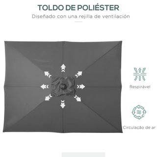 Parasol Terraza 2,7x2m Techo Inclinable con LEDS