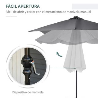 Parasol Terraza 2,7x2m Techo Inclinable con LEDS