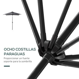 Parasol Terraza 2,7x2m Techo Inclinable con LEDS
