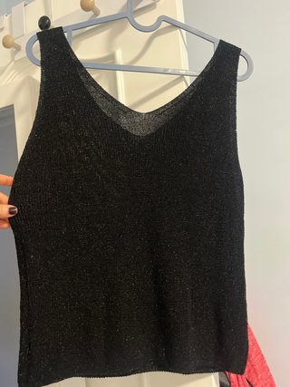 Top fiesta tirantes negro brillante