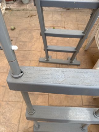 Escalera Piscina Gris Metal/Plástico