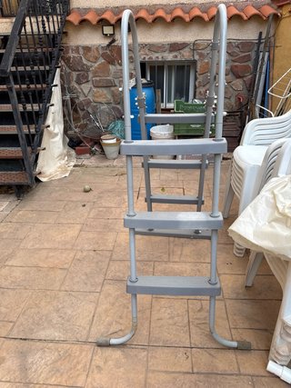 Escalera Piscina Gris Metal/Plástico
