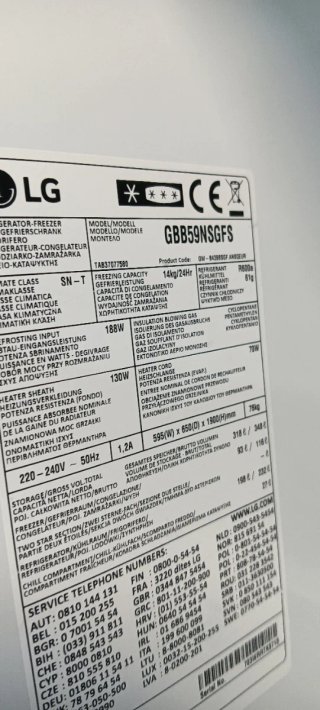 NEVERA COMBI L. G NO FROST ENERGÍA A+++