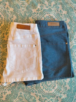 Pack 2 shorts niña blanco y azul T.36