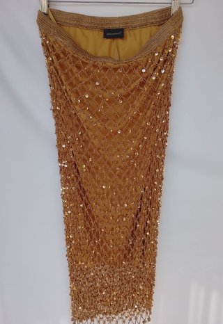 Falda Y2K Crochet Lentejuelas Doradas S