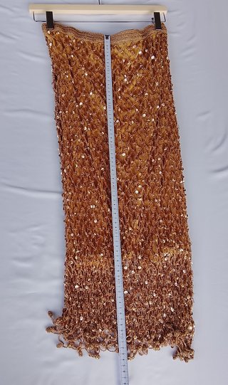Falda Y2K Crochet Lentejuelas Doradas S
