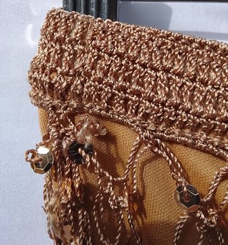 Falda Y2K Crochet Lentejuelas Doradas S