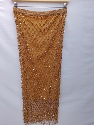 Falda Y2K Crochet Lentejuelas Doradas S