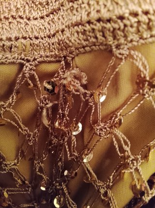 Falda Y2K Crochet Lentejuelas Doradas S