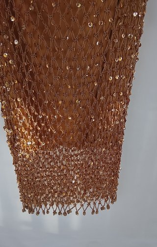 Falda Y2K Crochet Lentejuelas Doradas S
