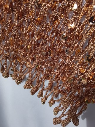 Falda Y2K Crochet Lentejuelas Doradas S