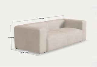 Sofá Blok 3 plzs chenilla beige 240 + 2 cojines ZH