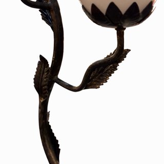 Lampada da terra vintage con fiori e foglie