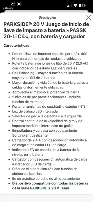 Llave de impacto Parkside