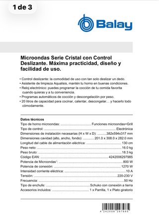 Microondas Integrado Balay Negro