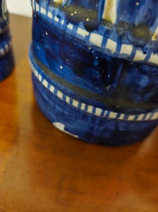 Set 2 Bocc. + Caraffa Vintage Ceramica Blu