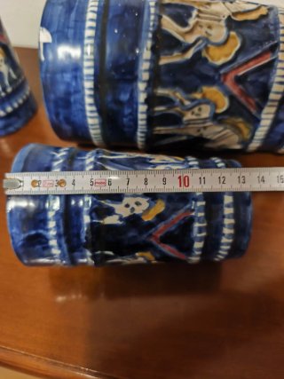 Set 2 Bocc. + Caraffa Vintage Ceramica Blu