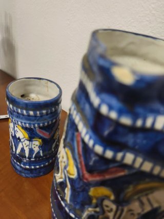 Set 2 Bocc. + Caraffa Vintage Ceramica Blu
