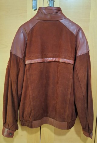 Cazadora bomber de piel marrón, Talla L