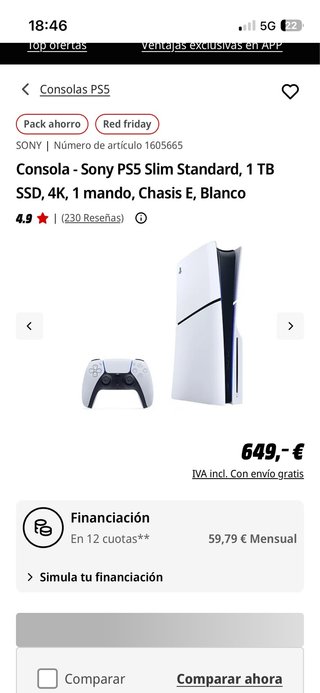 Consola Sony PS5 Slim Standard Blanca
