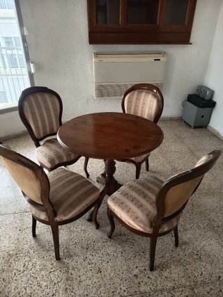 Sillas antiguas siglo XIX madera y tela