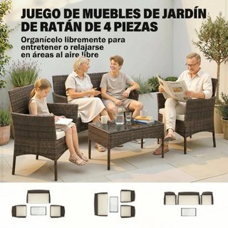 Conjunto Muebles Jardín Ratán Sintético